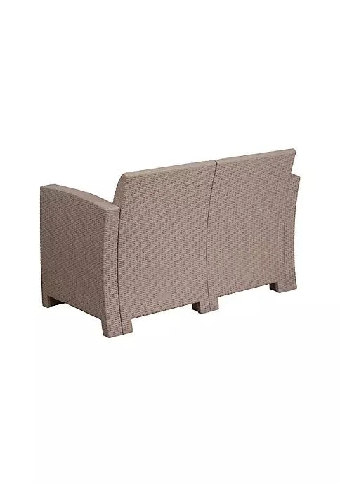 商品Flash Furniture|Furniture Flash Furniture Light Gray Faux Rattan Loveseat With All Weather Light Gray Cushions,价格¥3895,第3张图片详细描述