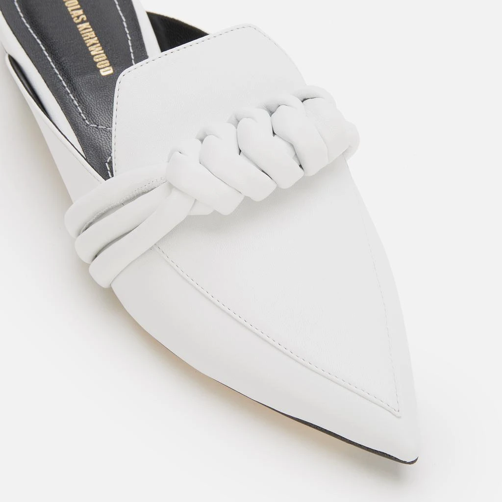 商品Nicholas Kirkwood|Nicholas Kirkwood Women's 18mm Beya Knot Leather Flat Mules - White,价格¥876,第3张图片详细描述