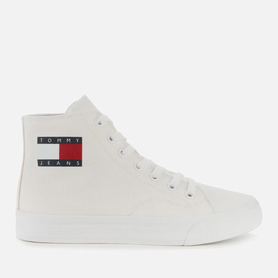 商品Tommy Jeans|TOMMY JEANS WOMEN'S MID CUP CANVAS HI-TOP TRAINERS - WHITE,价格¥376,第1张图片