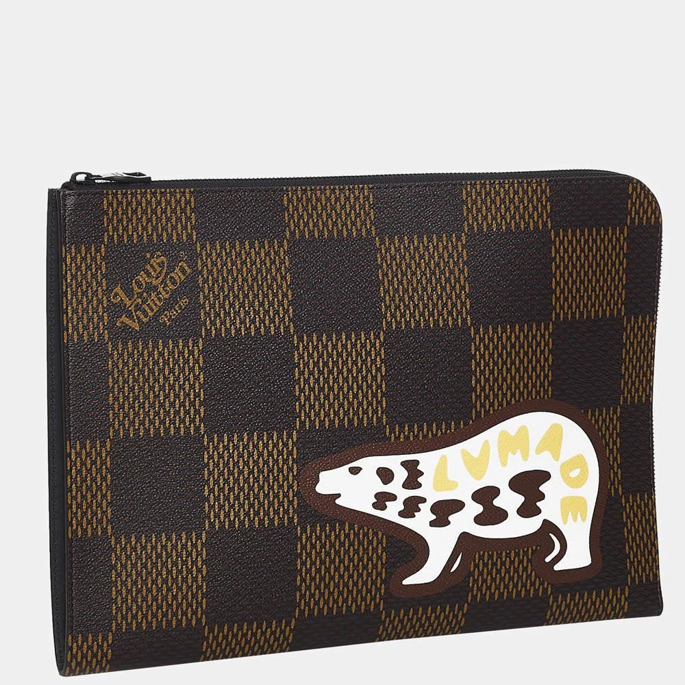 商品[二手商品] Louis Vuitton|Louis Vuitton Brown Damier Ebene Nigo Bear Clutch Bag,价格¥8816,第3张图片详细描述