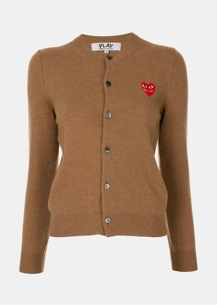 商品Comme des Garcons|COMME DES GARCONS PLAY Brown & Red Heart Patch Cardigan,价格¥1370,第1张图片