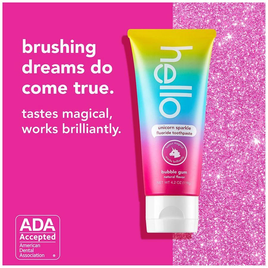 商品Hello|Unicorn Sparkle Kids Toothpaste with Fluoride Bubble Gum, Tube,价格¥44,第3张图片详细描述