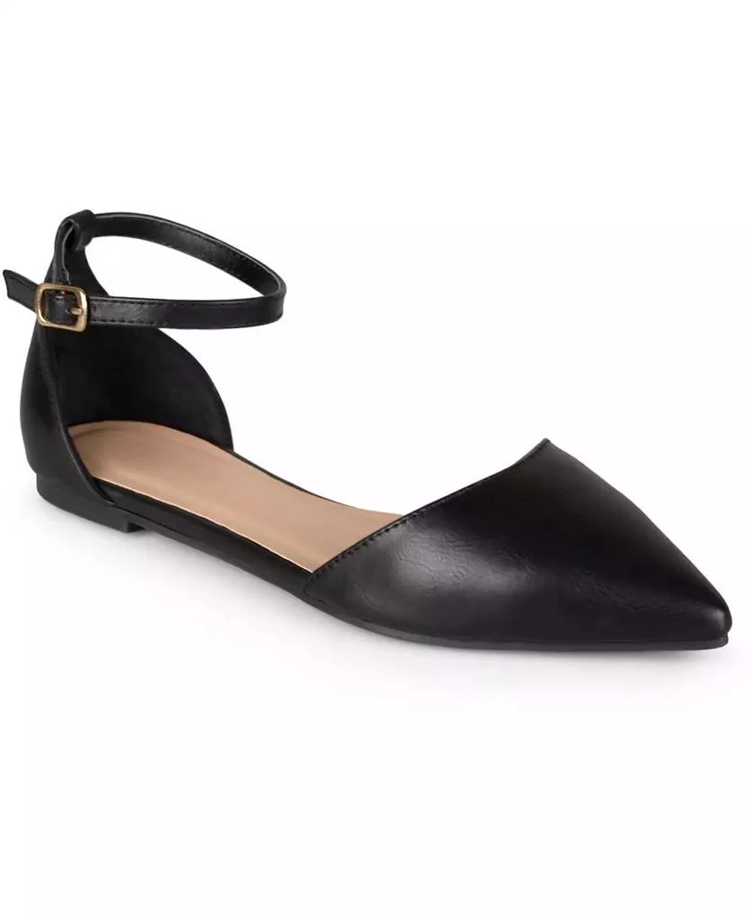 商品Journee Collection|Women's Reba Ankle Strap Pointed Toe Flats,价格¥226,第1张图片