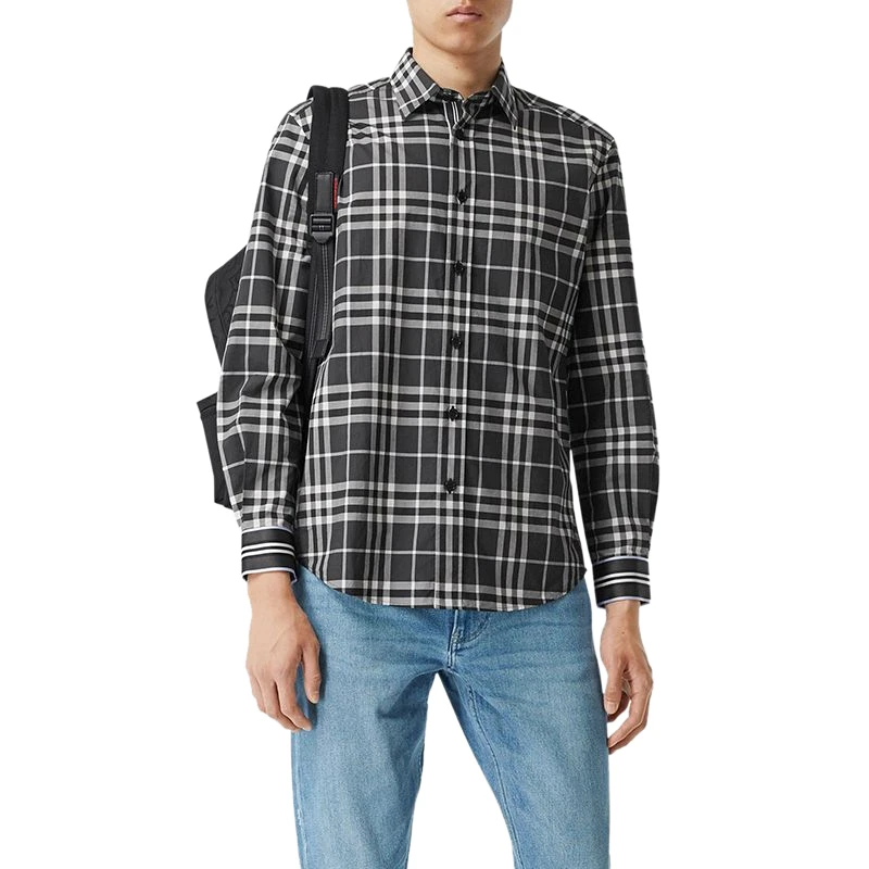 BURBERRY 男士灰色格子衬衫 8029879 商品