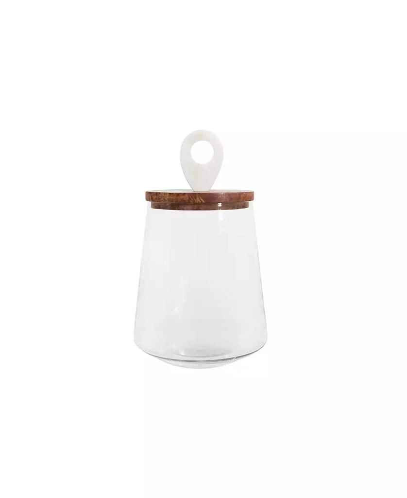 商品Bloomingville|Small Clear Glass Jar with Mango Wood & Marble Lid,价格¥373,第3张图片详细描述