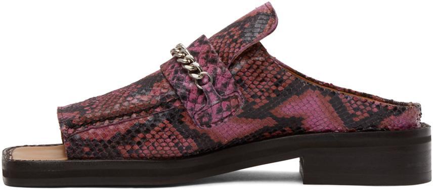 商品Martine Rose|Pink Snake Open Toe Loafers,价格¥1907,第5张图片详细描述