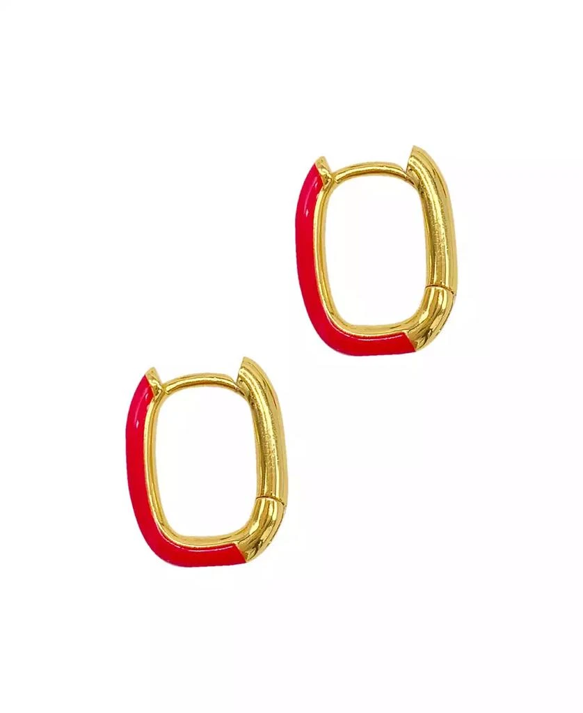 商品ADORNIA|Pink Enamel Rectangle Huggie Hoops Earrings,价格¥117,第1张图片