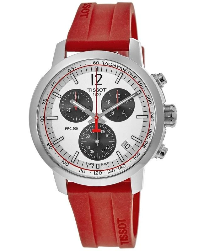 商品Tissot|Tissot PRC 200 Quartz Chronograph Silver Dial Silicone Strap Men's Watch T114.417.17.037.02,价格¥2803,第1张图片