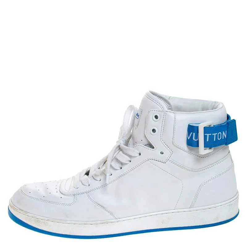 商品[二手商品] Louis Vuitton|Louis Vuitton White/Blue Leather Rivoli High Top Sneakers Size 42,价格¥5228,第2张图片详细描述