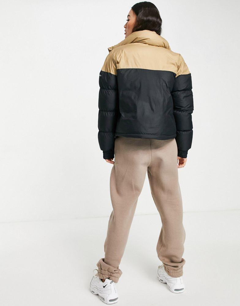 Columbia Pike Lake cropped puffer jacket in black/beige商品第2张图片规格展示