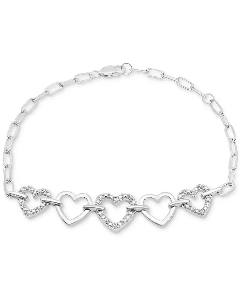 商品Macy's|Diamond Heart Chain Paperclip Link Bracelet (1/6 ct. t.w.) in Sterling Silver, Created for Macy's,价格¥374,第1张图片