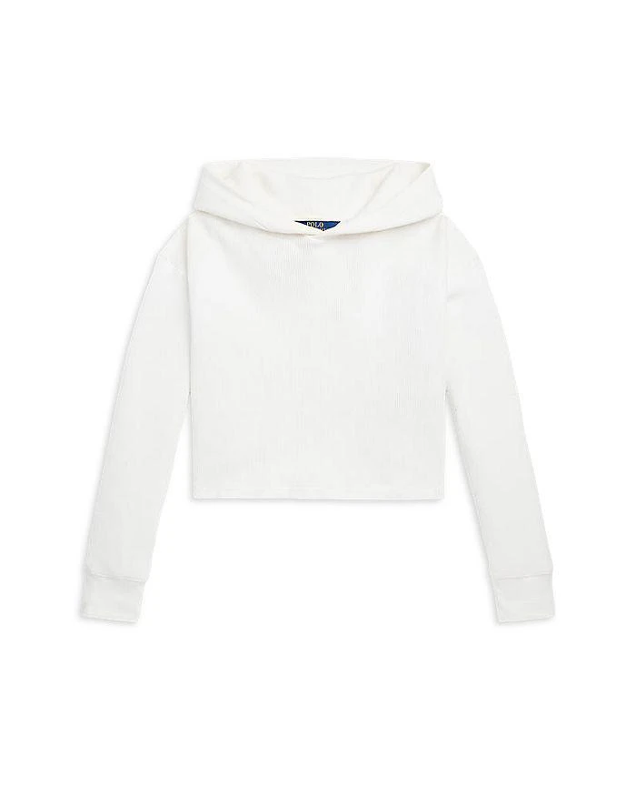 商品Ralph Lauren|Girls' Waffle-Knit Boxy Hooded Tee - Big Kid,价格¥266,第1张图片