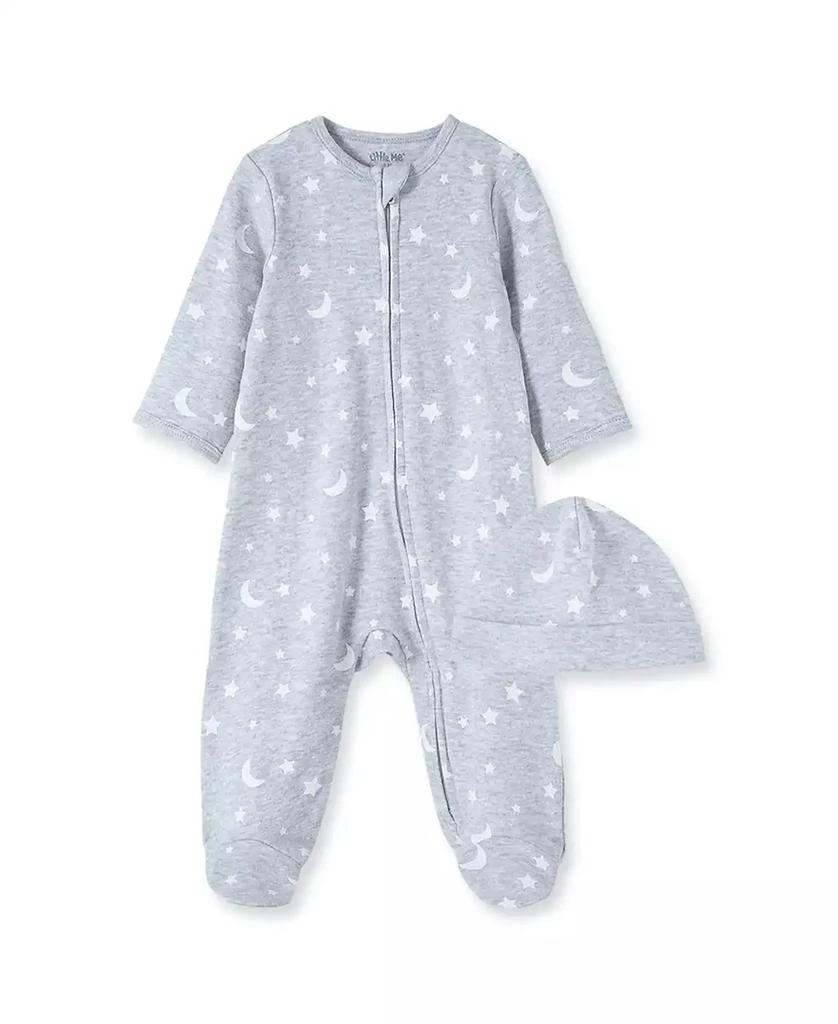 商品Little Me|Baby Boys Moons and Stars Footed Coverall with Hat, 2 Piece Set,价格¥99,第1张图片