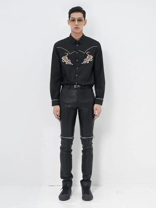 商品UNTAGE|Multi Zipper Leather Slim Trousers,价格¥5315,第2张图片详细描述