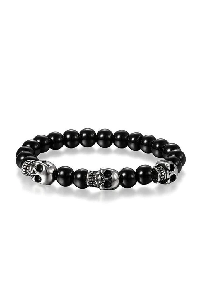 商品Stephen Oliver|Black multi Skull Silver Bracelet,价格¥1674,第1张图片
