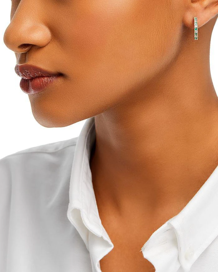 商品Bloomingdale's|Emerald & Diamond Small Hoop Earrings in 14K Yellow Gold,价格¥4900,第2张图片详细描述