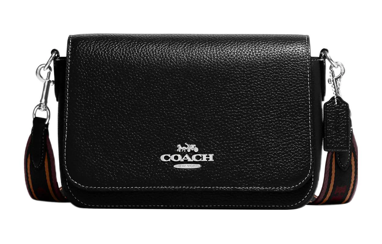 商品[国内直发] Coach|蔻驰 24 内部多功能口袋磁性按扣开合 皮革 单肩斜挎包 中号 女款 黑色,价格¥1463,第1张图片