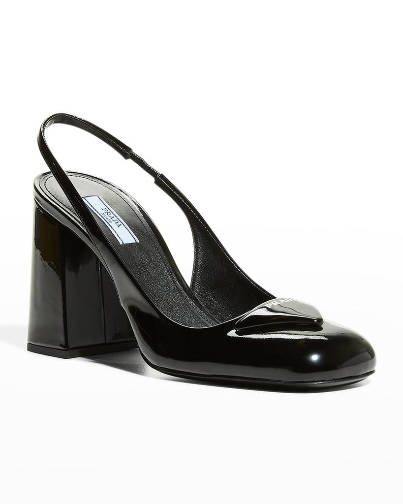 Patent Leather Logo Slingback Pumps商品第3张图片规格展示