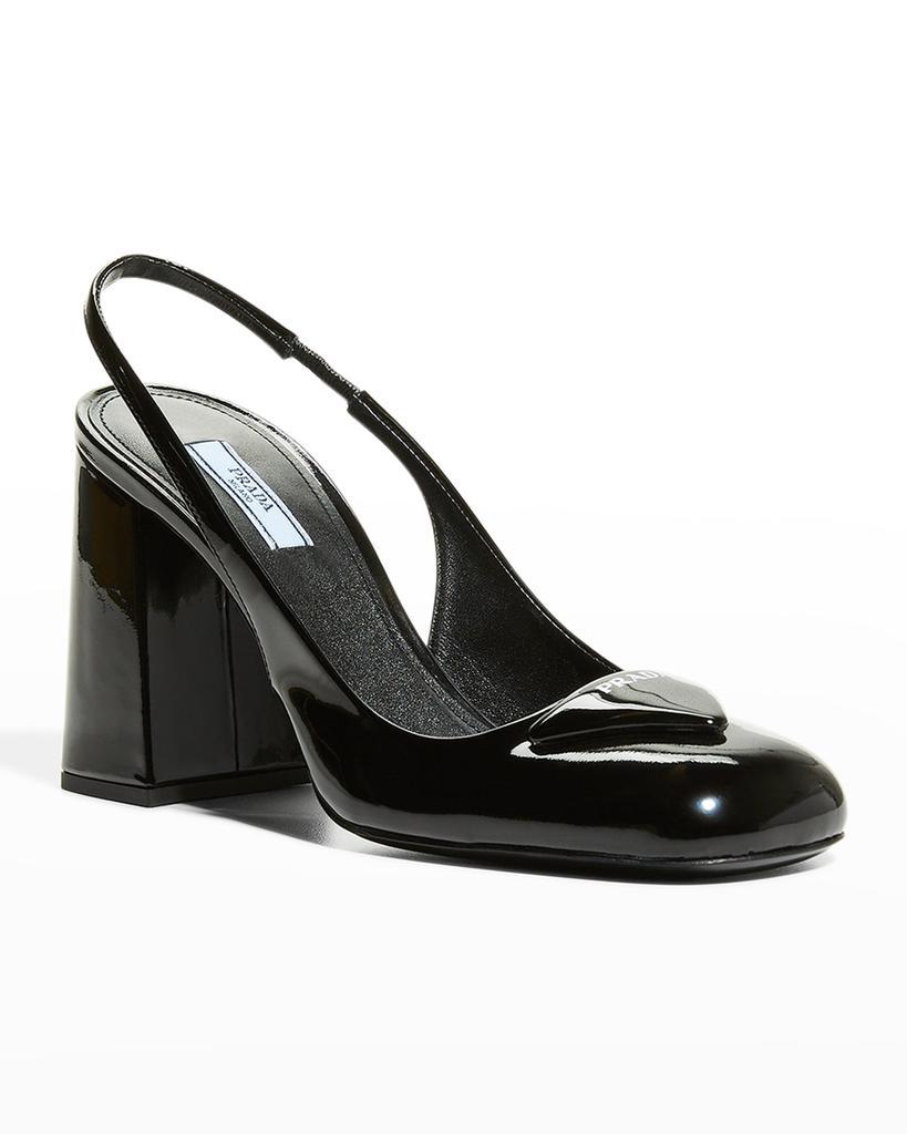 商品Prada|Patent Leather Logo Slingback Pumps,价格¥7827,第5张图片详细描述