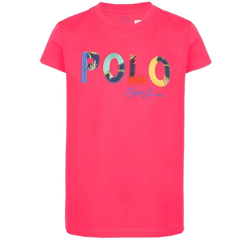 商品Ralph Lauren|Multicolor appliques logo polo cotton jersey pink t shirt,价格¥495,第1张图片