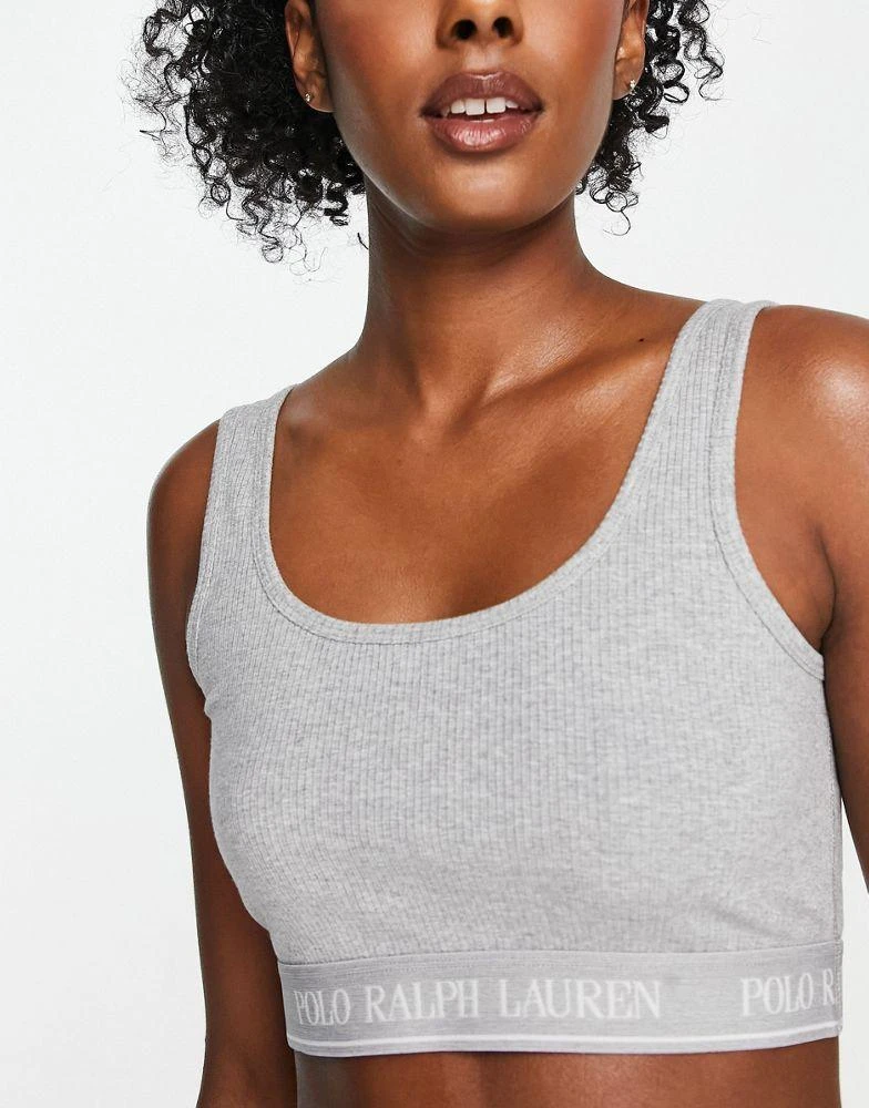 商品Ralph Lauren|Polo Ralph Lauren logo banded hem bralette tank in grey,价格¥298,第1张图片