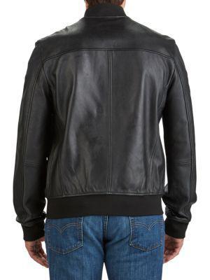 商品Cole Haan|Varsity Bonded Leather Zip Jacket,价格¥2201,第4张图片详细描述