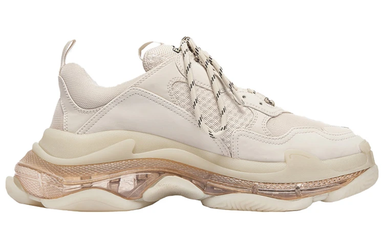 商品[国内直发] Balenciaga|巴黎世家 Triple S Clear Sole Sneaker 系带 低帮 老爹鞋 男款 米白色,价格¥9040,第3张图片详细描述