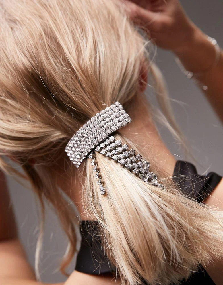 商品Topshop|Topshop crystal barette hair clip in silver,价格¥137,第2张图片详细描述