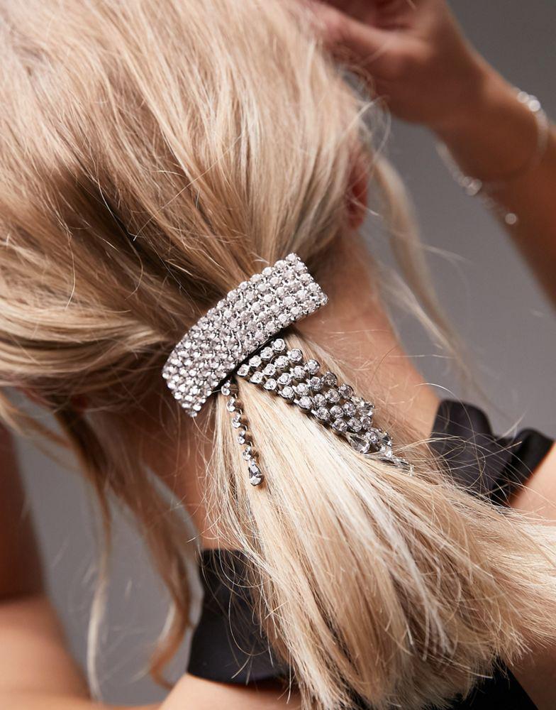 商品Topshop|Topshop crystal barette hair clip in silver,价格¥123,第4张图片详细描述