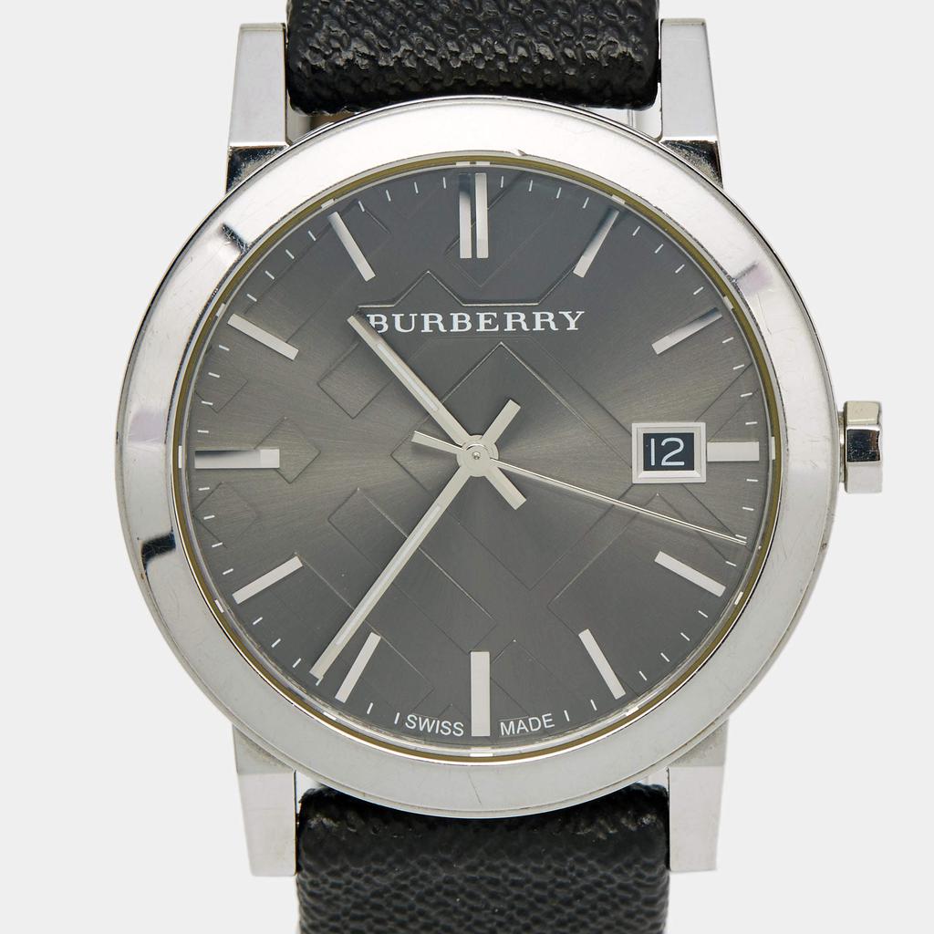 Burberry Grey Stainless Steel Leather Heritage BU9024 Men's Wristwatch 38 mm商品第3张图片规格展示