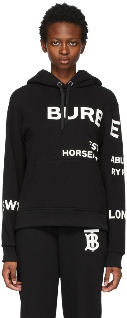 商品Burberry|Black Oversized 'Horseferry' Hoodie,价格¥6138,第1张图片