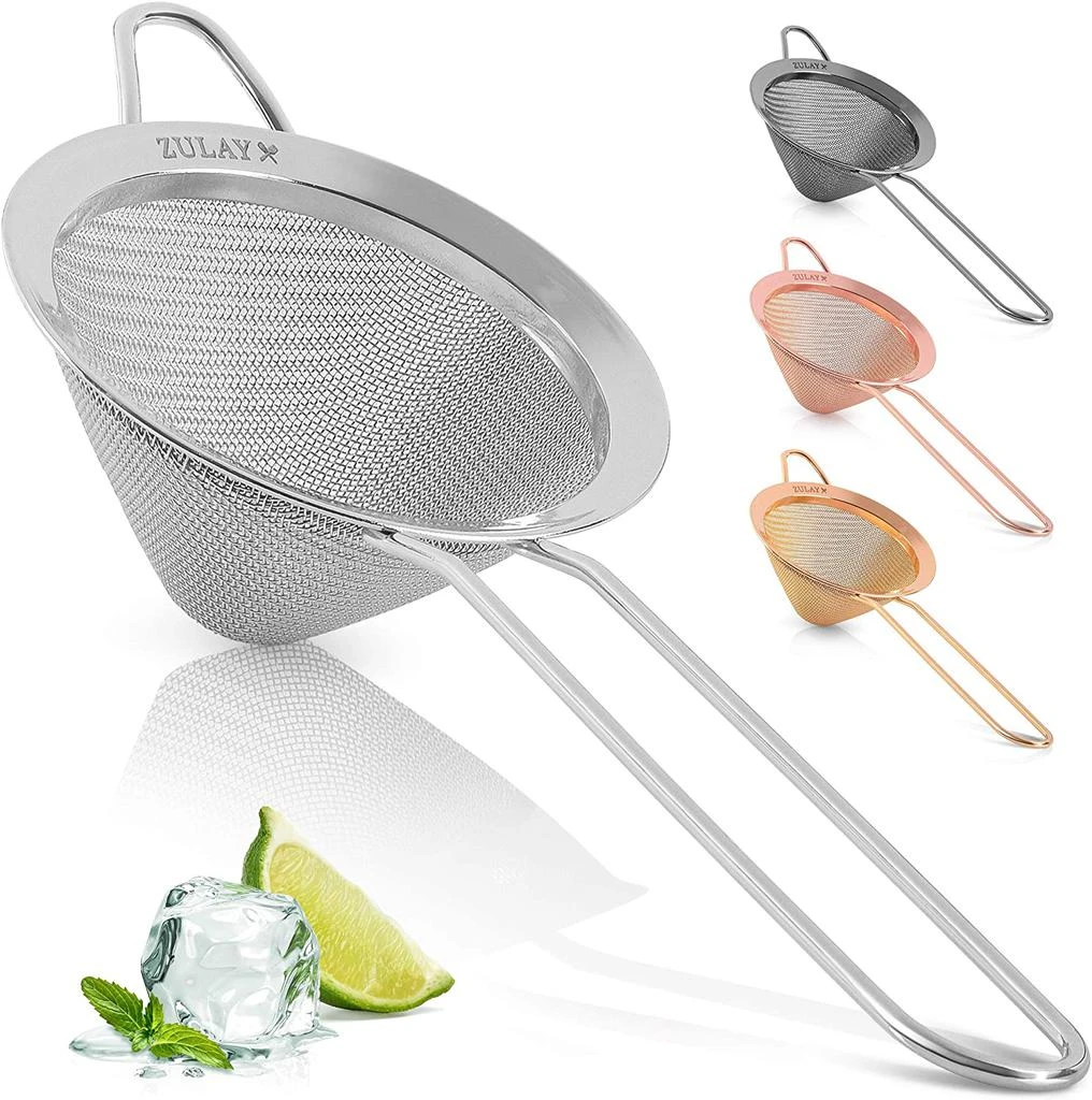 商品Zulay Kitchen|Stainless Steel Cone Shaped Cocktail Strainer For Cocktails, Tea Herbs, Coffee & Drinks,价格¥122,第1张图片