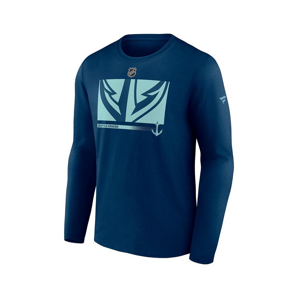 Men's Branded Deep Sea Blue Seattle Kraken Authentic Pro Core Collection Secondary Long Sleeve T-Shirt商品第3张图片规格展示