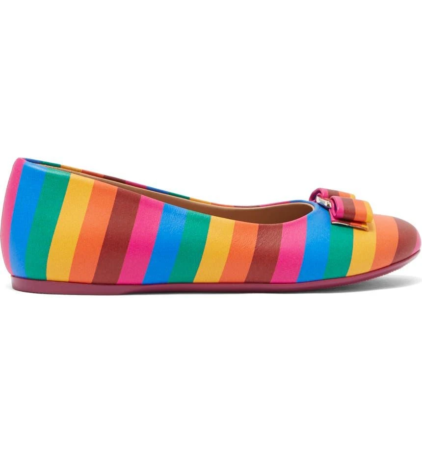 商品Salvatore Ferragamo|Kids' Striped Bow Flat,价格¥1231,第3张图片详细描述