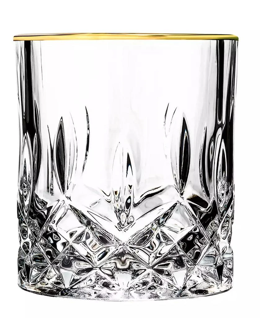 商品Lorren Home Trends|Opera Gold Collection 4 Piece Crystal Double Old Fashion Glass with Gold Rim Set,价格¥671,第2张图片详细描述