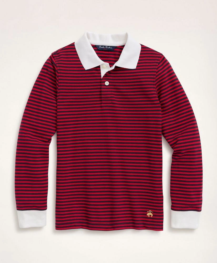 商品Brooks Brothers|Boys Long-Sleeve Feeder Stripe Polo Shirt,价格¥300,第1张图片