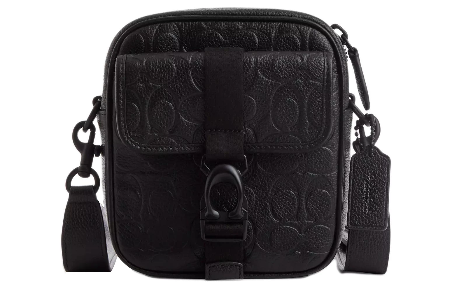 商品[国内直发] Coach|蔻驰 BECK 标志性印花字母 卵石纹皮革 单肩斜挎包 男款 黑色,价格¥1795,第1张图片