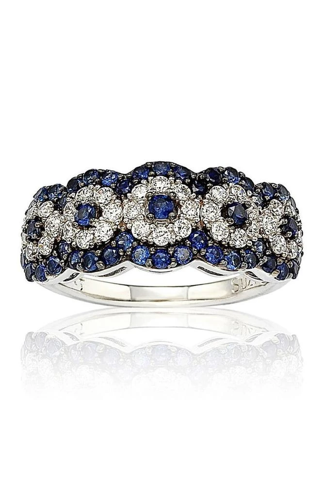 Two-Tone Blue Sapphire, Created White Sapphire & Brown Diamond Ring 商品