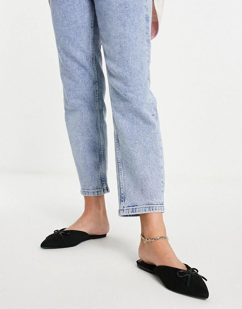 商品ASOS|ASOS DESIGN Wide Fit Lewi pointed flat mules in black,价格¥83,第4张图片详细描述