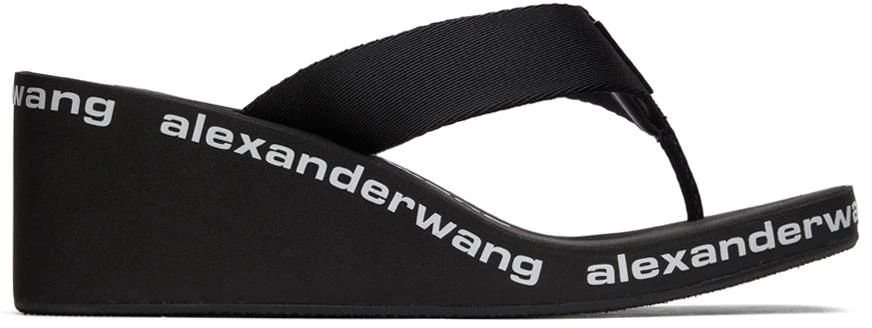 商品Alexander Wang|Black AW Wedge Flip Flop Sandals,价格¥2121,第1张图片