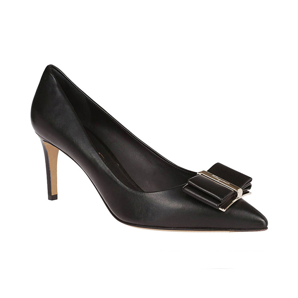 Salvatore Ferragamo 菲拉格慕 女士黑色皮革高跟鞋 01-P337-704655商品第4张图片规格展示