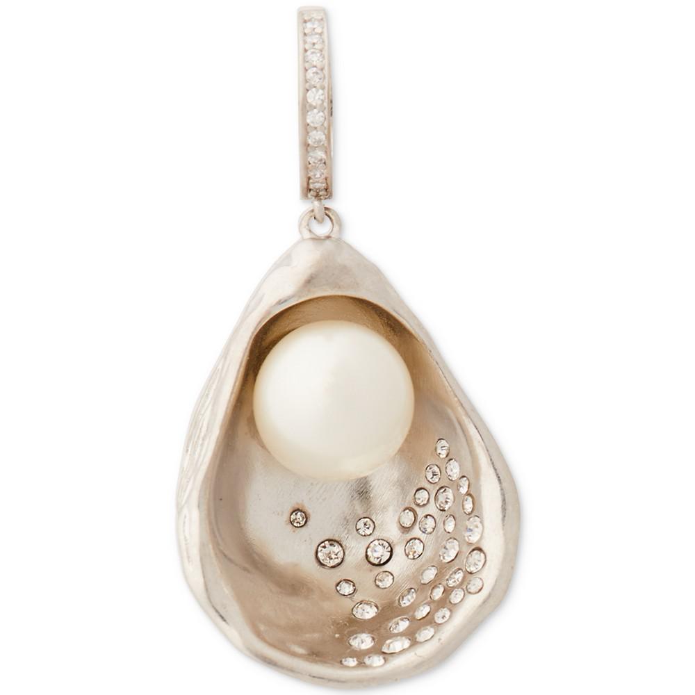 Silver-Tone Imitation Pearl Oyster Drop Earrings商品第3张图片规格展示