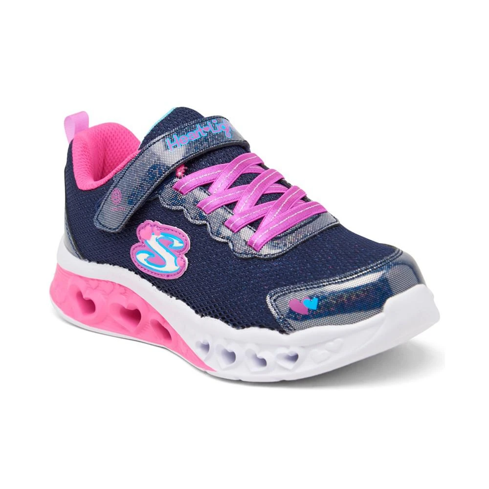 商品SKECHERS|Little Girls S-Lights - Flutter Heart - Bright Sparkle Stay-Put Closure Light-Up Casual Sneakers from Finish Line,价格¥150,第1张图片