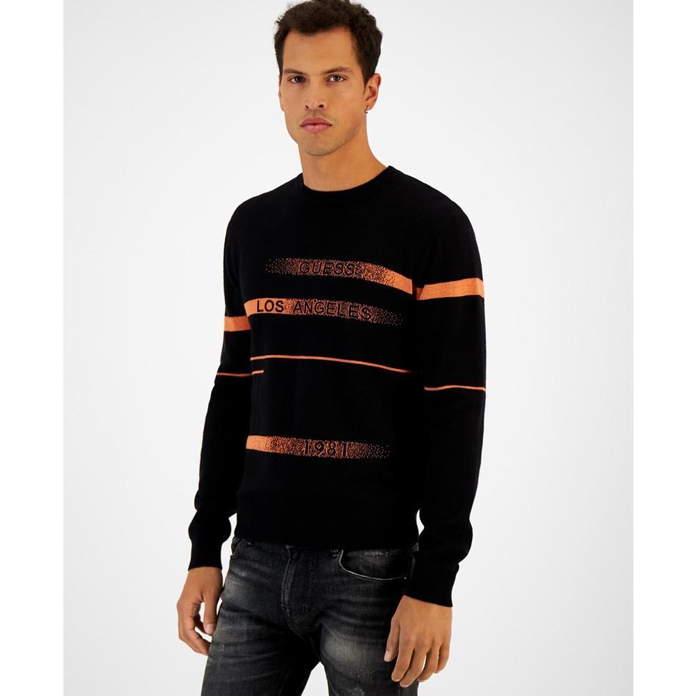 商品GUESS|Men's Philibert Logo Stripes Crewneck Pullover Sweater,价格¥509,第5张图片详细描述