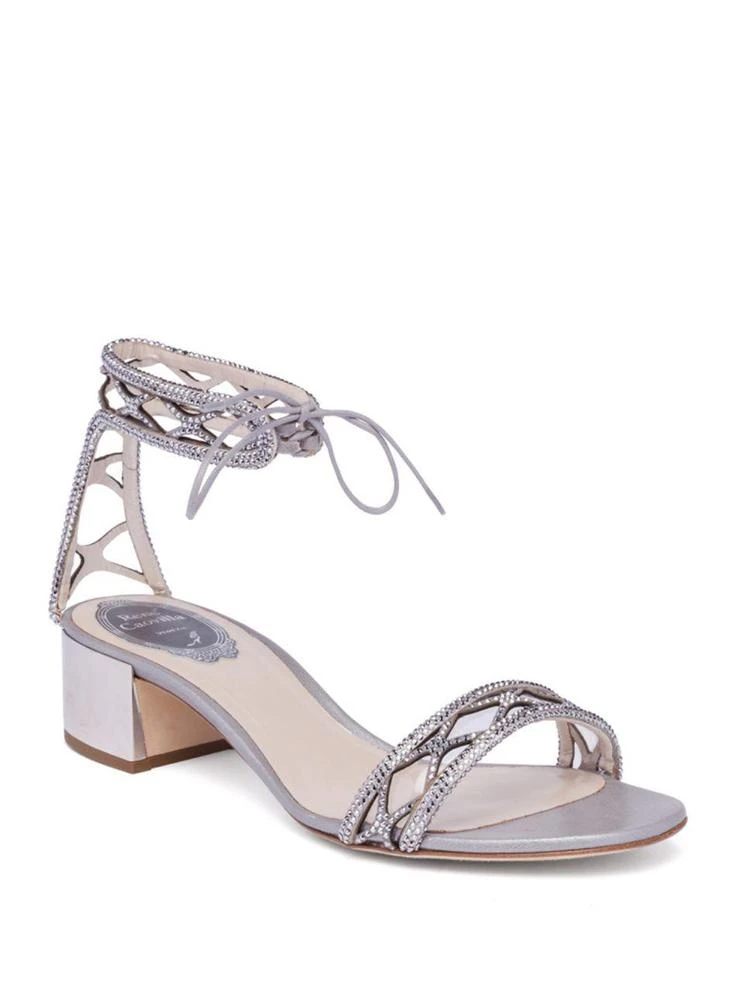 商品Rene Caovilla|Crystal & Suede Ankle-Tie Block Heel Sandals,价格¥3694,第1张图片