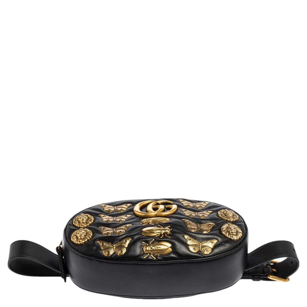 Gucci Black Leather Animal Stud GG Marmont Belt Bag 商品