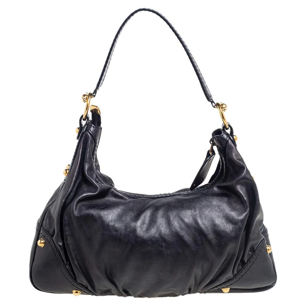 商品[二手商品] Gucci|Gucci Black Leather Creole Hobo,价格¥2653,第4张图片详细描述