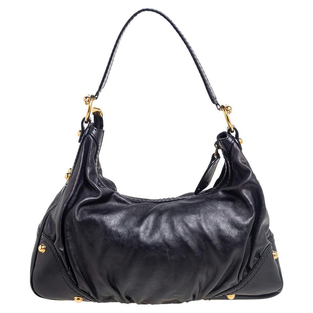 商品[二手商品] Gucci|Gucci Black Leather Creole Hobo,价格¥2560,第6张图片详细描述