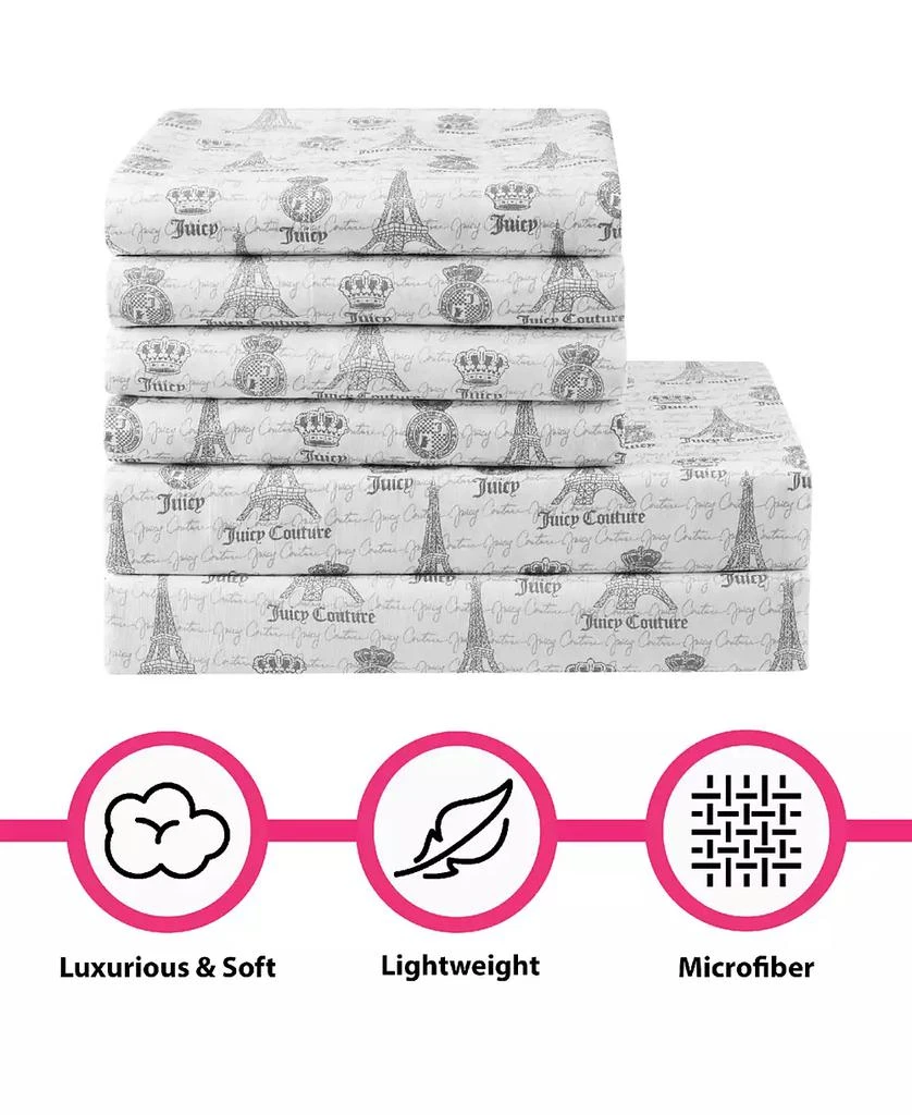 商品Juicy Couture|Juicy in Paris 6-Piece Sheet Set, Full,价格¥221,第5张图片详细描述