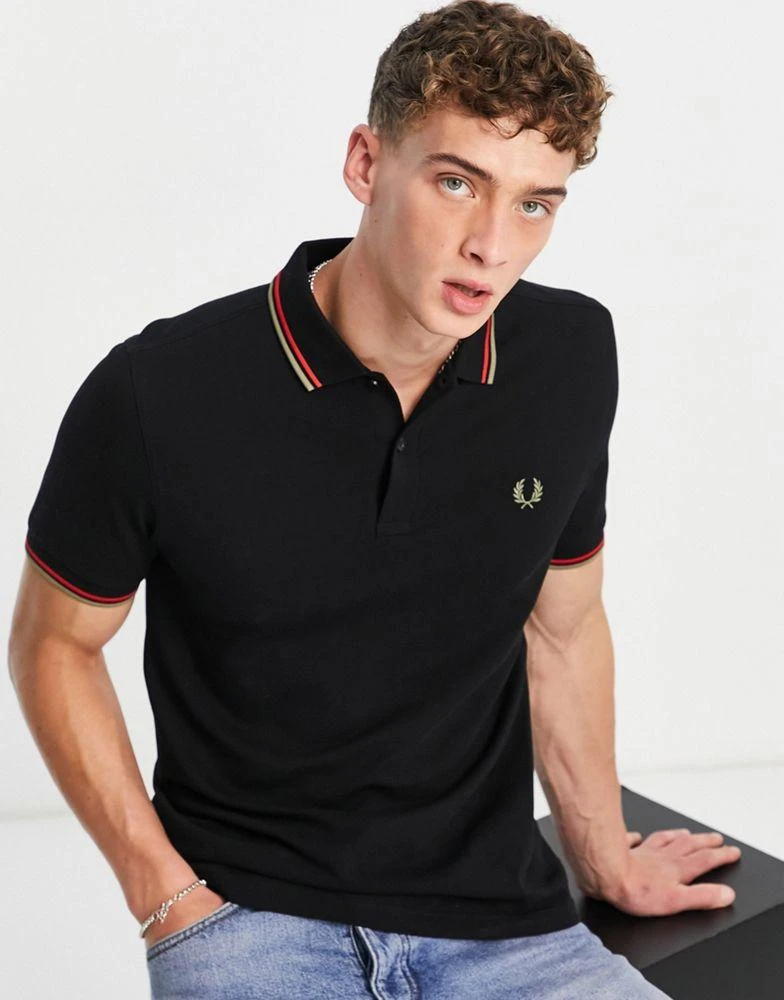 商品Fred Perry|Fred Perry twin tipped polo shirt in black,价格¥440,第4张图片详细描述